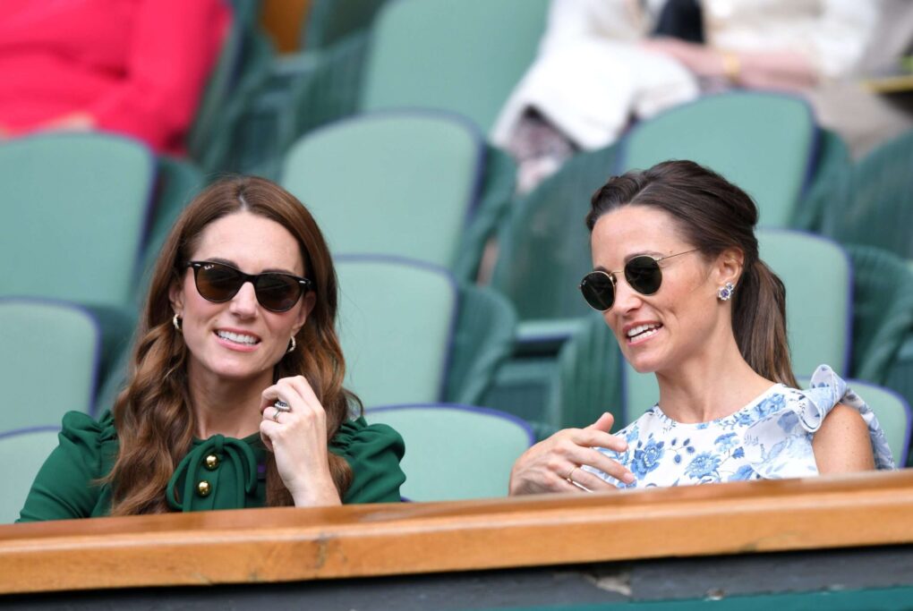 Kate and Pippa Middleton in the Royal Box on Centre Court during day twelve of the Wimbledon Tennis Championships at All England Lawn Tennis and...<div class=